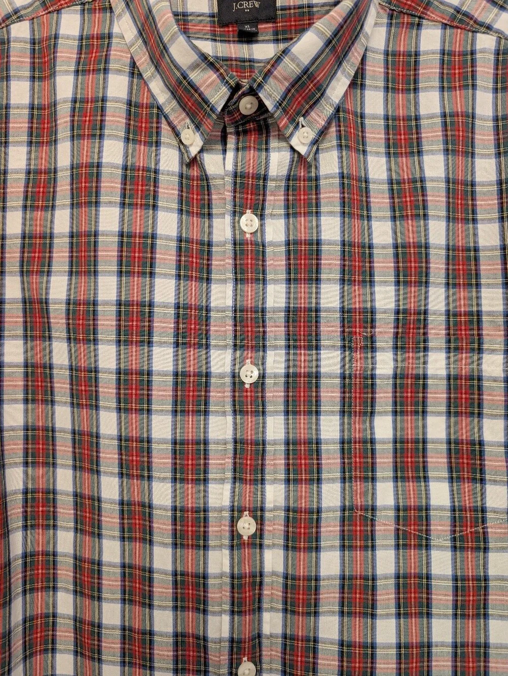 J.CREW Slim Tartan Plaid Shirt Button Down Unisex Poplin Blue Red White Green